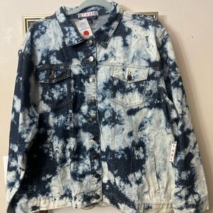 Taxi Tie-Dyed Women’s Denim Jacket Size Medium Blue 3X -4X